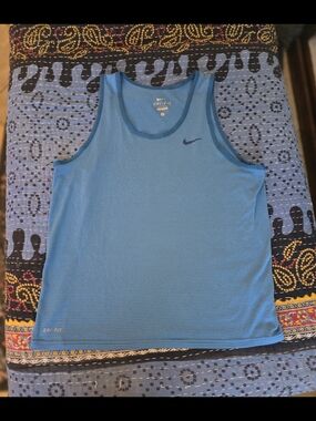 Nike Men’s Light Blue Striped Dri-FIT Tank Top